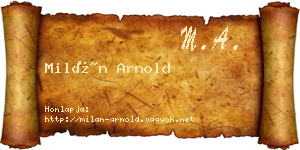 Milán Arnold névjegykártya
